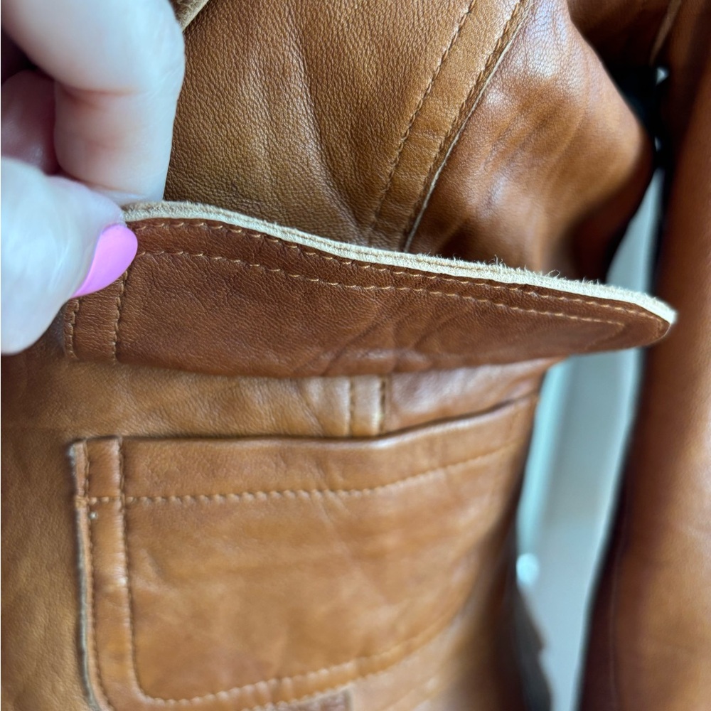 Old Navy Brown Leather Tie-Front Jacket - Picture 5 of 12